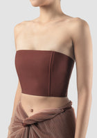 Brick red bustier bandeau with floral zipper