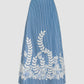 Blue Line White 3D Flower Maxi Skirt
