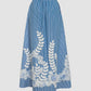 Blue Line White 3D Flower Maxi Skirt