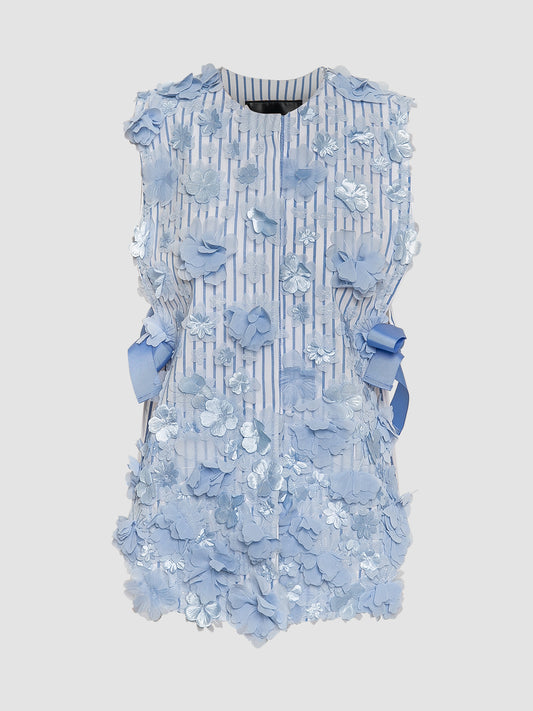Blue Line White 3D Flower Vest