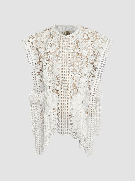 White 3D Flower Vest