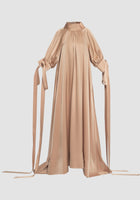 Cream a-line long dress with detailed collar