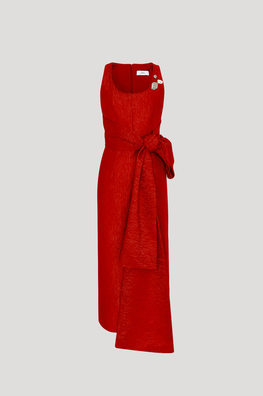 Bataille Dress in Garnet Red