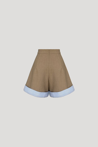Shadow Brown & Blue Stripes Bob Shorts