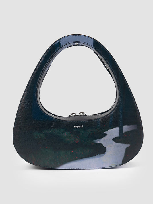 Midnight black printed Baguette Swipe bag