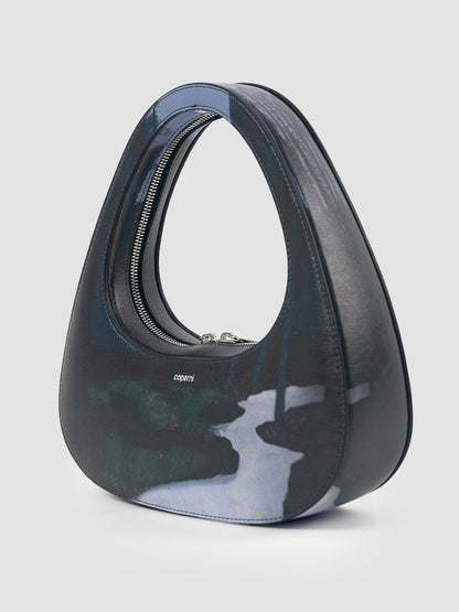 Midnight black printed Baguette Swipe bag