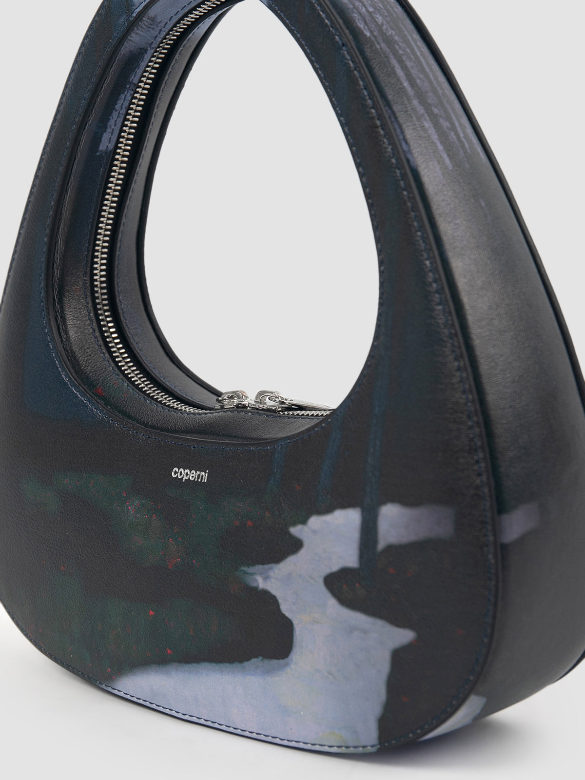 Midnight black printed Baguette Swipe bag