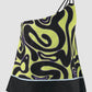 Green Lene one-shouldered top with Swirll pattern