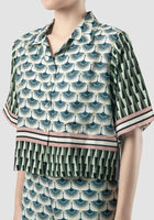 Navy Admira Swan printed cropped shirt