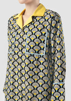 Yellow Sana Fan Swan printed long-sleeved shirt