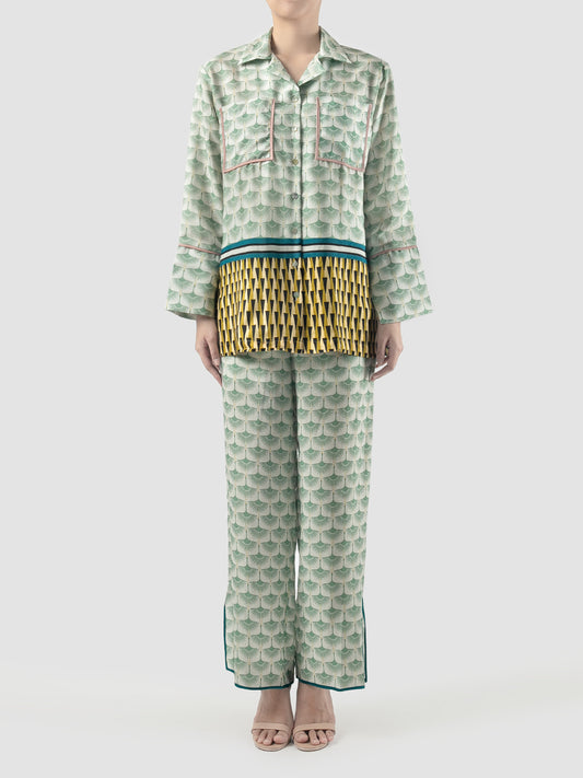 Mint Sana Swan printed long-sleeved shirt