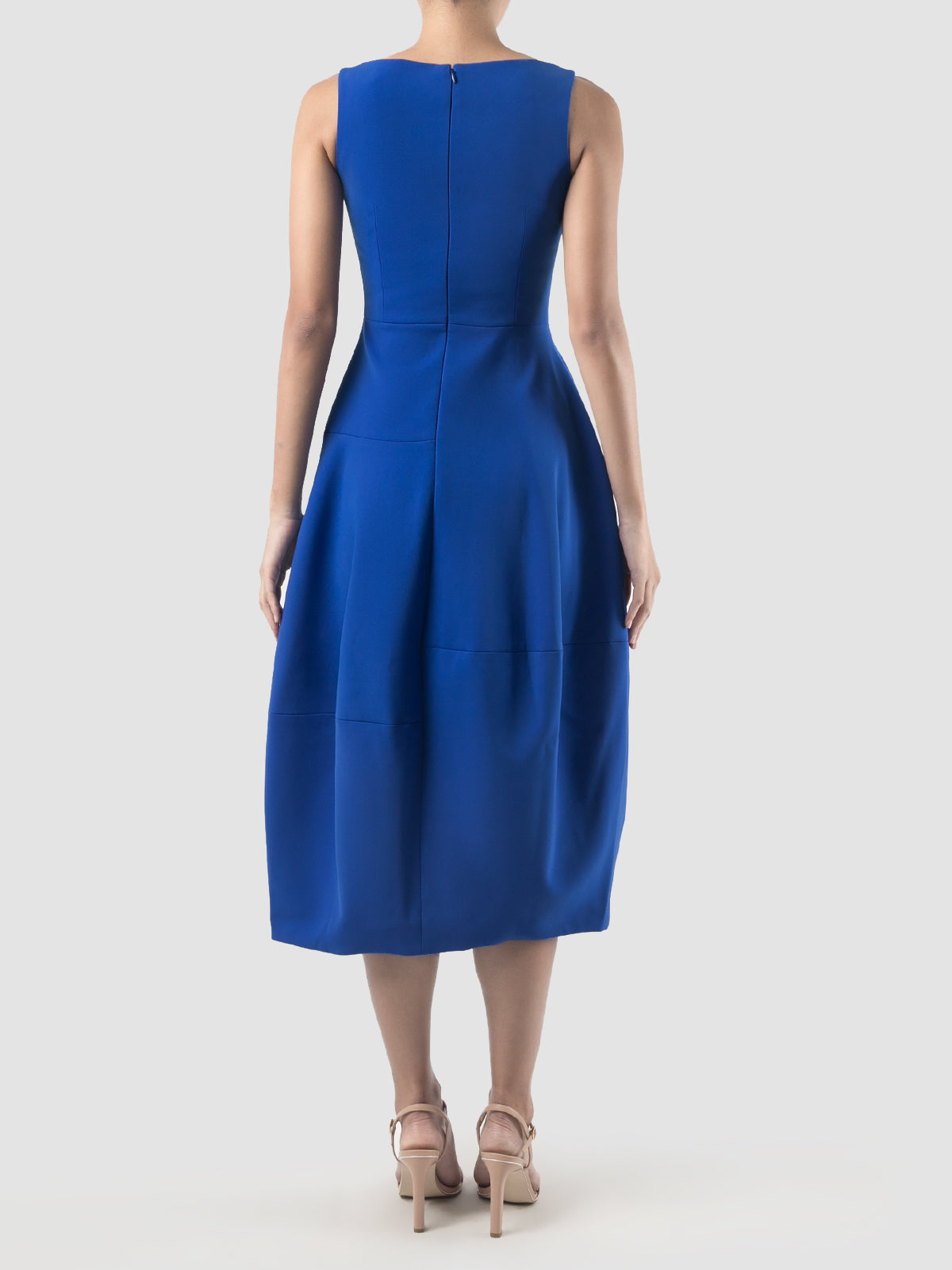 Cobalt blue v-neck paneled midi dress