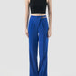 Cobalt blue chain-embellished wide leg trousers