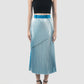 Blue tiered pleated midi pencil skirt
