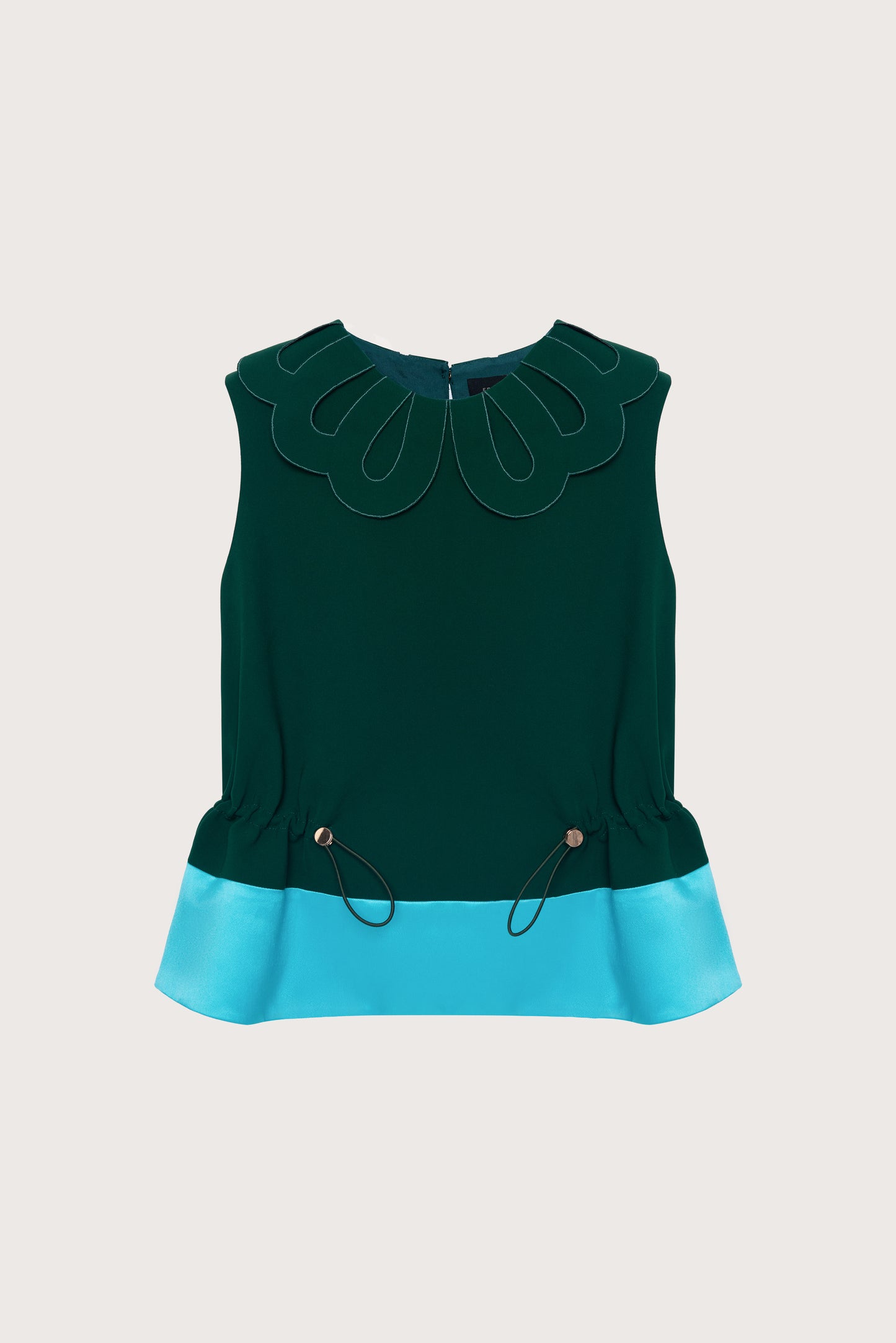 Sacramento & Cadet Blue Petal Collar Drawstring Top