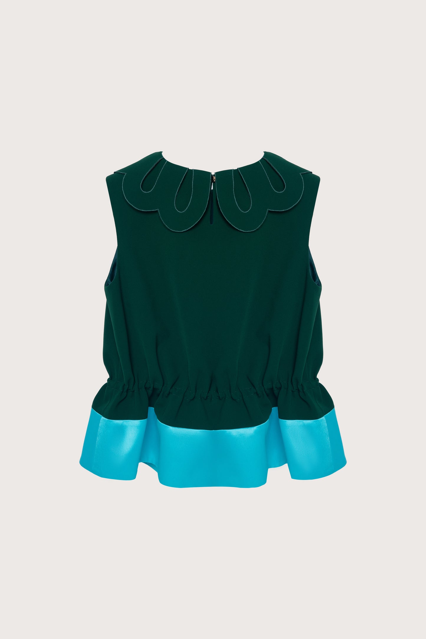 Sacramento & Cadet Blue Petal Collar Drawstring Top