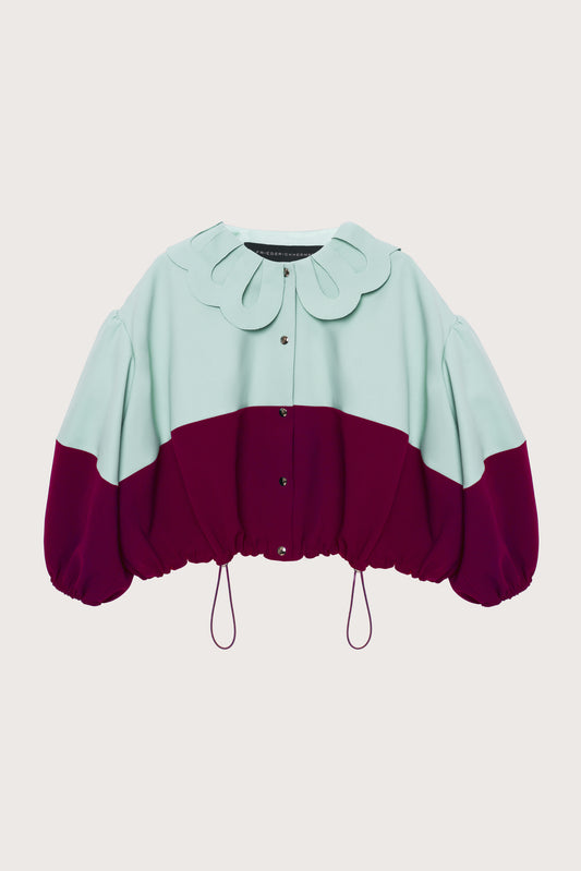 Pistachio & Dark Fuchsia Two-tone Petal Collar Jacket