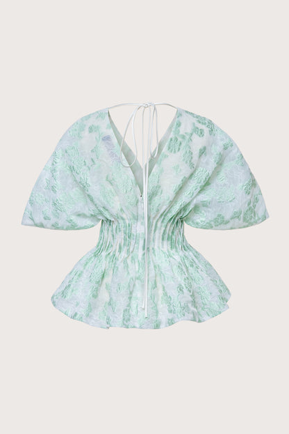 Filée Sage Sheer Cloqué Pintuck Waist Top