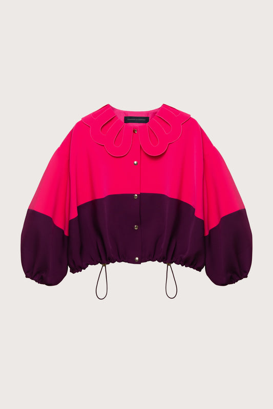 Cerise & Dark Fuchsia Two-tone Petal Collar Jacket