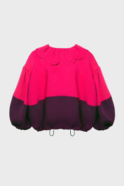 Cerise & Dark Fuchsia Two-tone Petal Collar Jacket