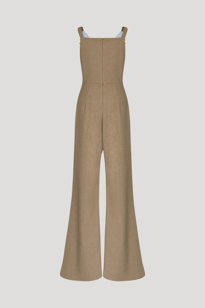 Shadow Brown & Blue Stripes Fouette Jumpsuit