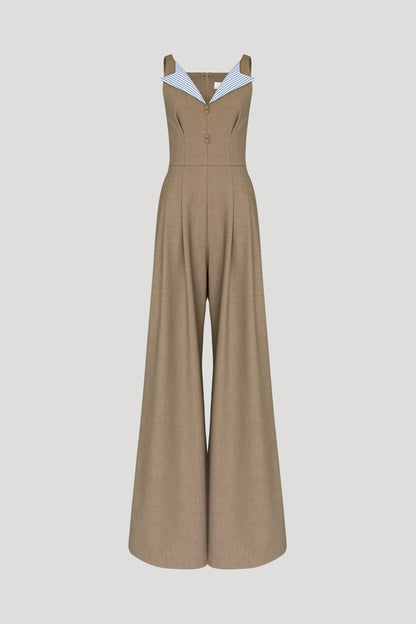 Shadow Brown & Blue Stripes Fouette Jumpsuit