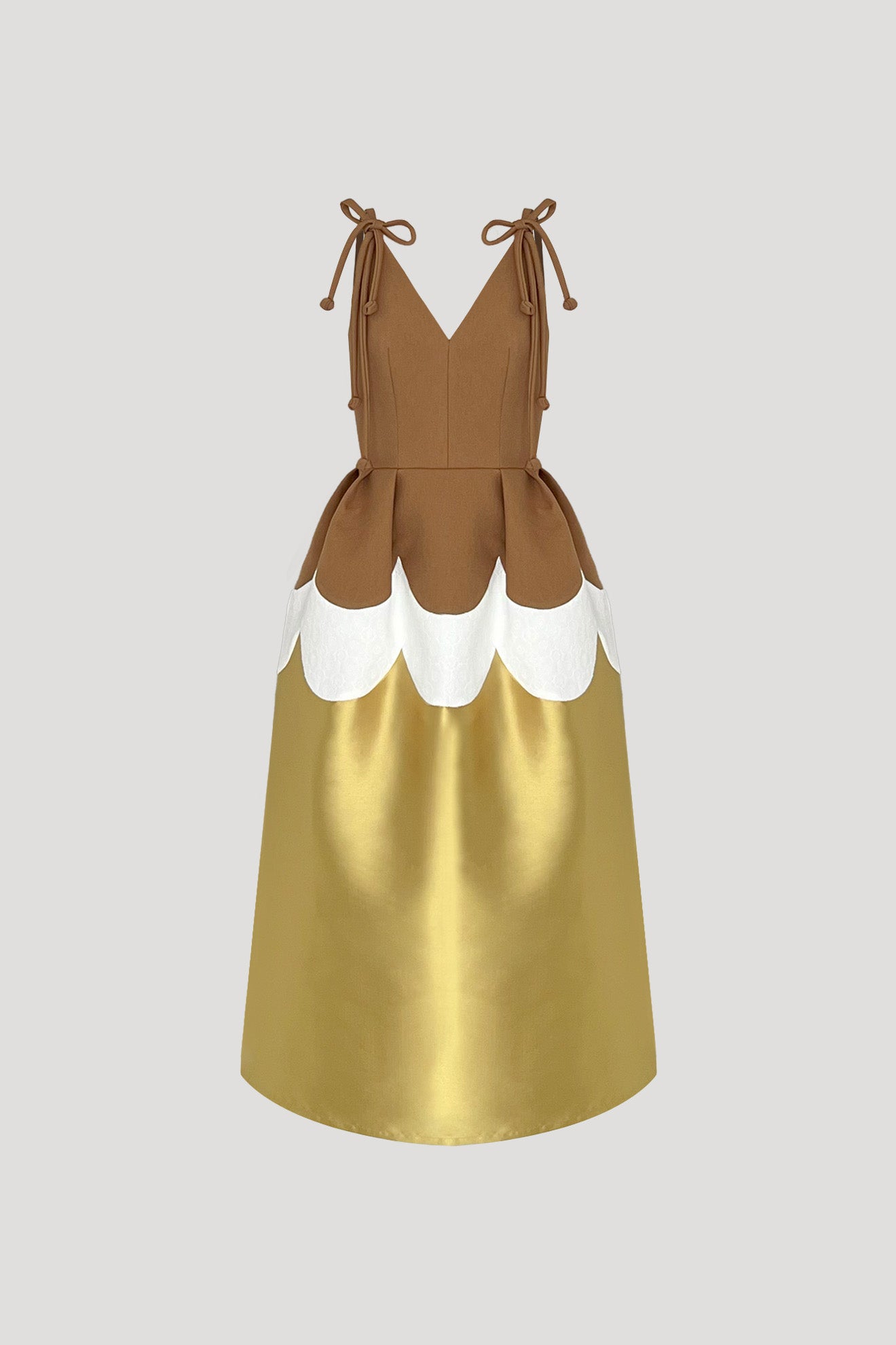 Ochre Brown & Citrine Yellow Ginkgo Dress