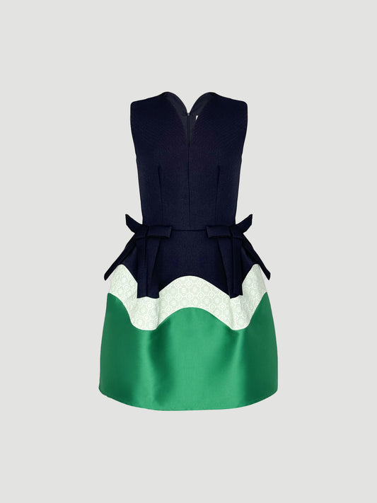 Dark blue-emerald green Hachimaki dress