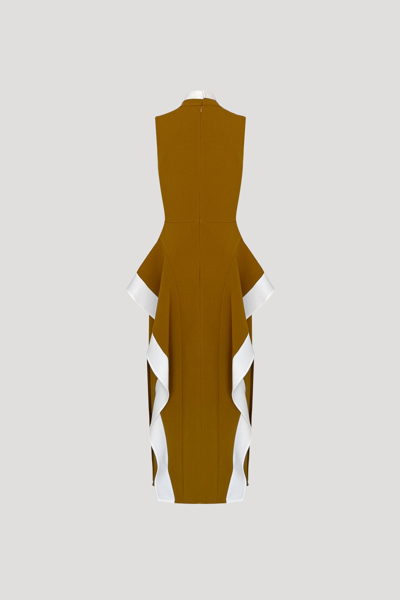 Ochre Brown & White Hibari Dress