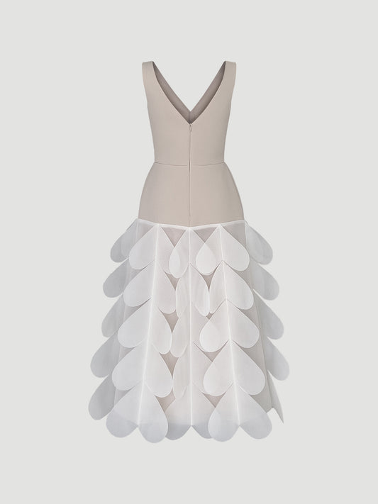 Hozuki Dress in Beige/White