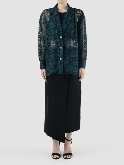Dark green Reva embroidered lace jacket