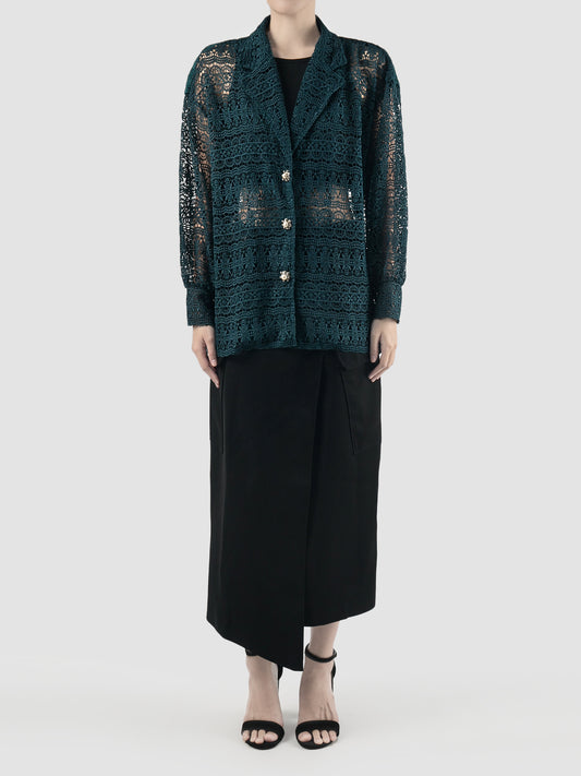 Dark green Reva embroidered lace jacket