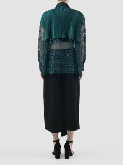 Dark green Reva embroidered lace jacket