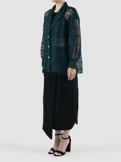 Dark green Reva embroidered lace jacket