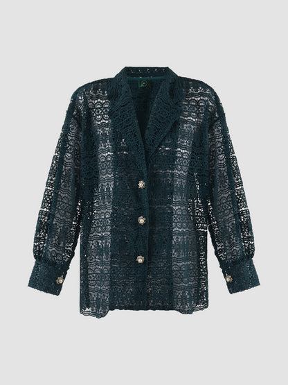 Dark green Reva embroidered lace jacket