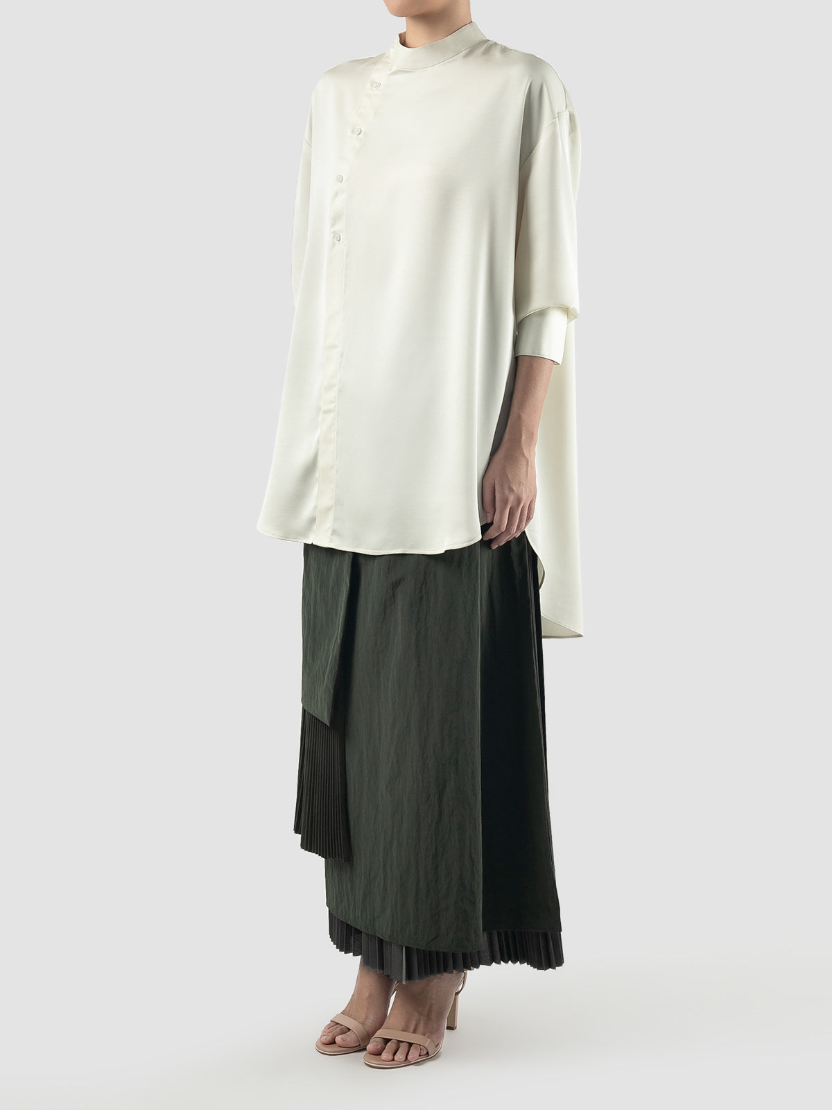 White Eleena longsleeved silk shirt