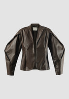 Brown Elaia faux leather crop outer