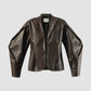 Brown Elaia faux leather crop outer