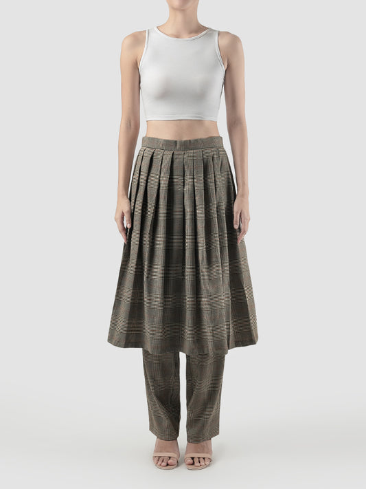 Brown Hera midi pleated skirt pants