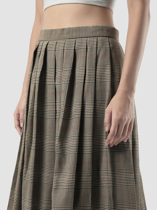 Brown Hera midi pleated skirt pants