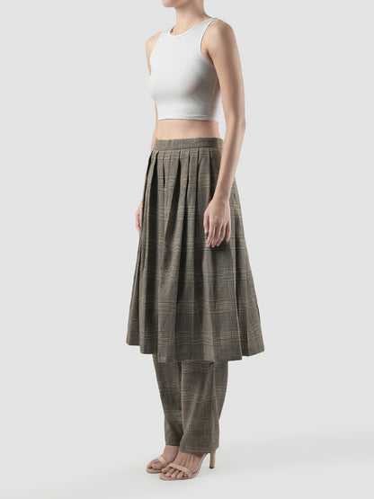 Brown Hera midi pleated skirt pants