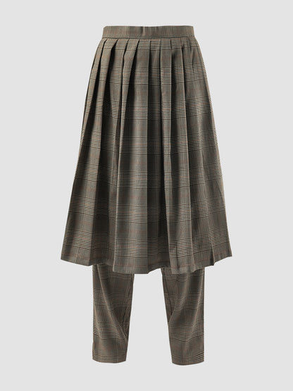 Brown Hera midi pleated skirt pants