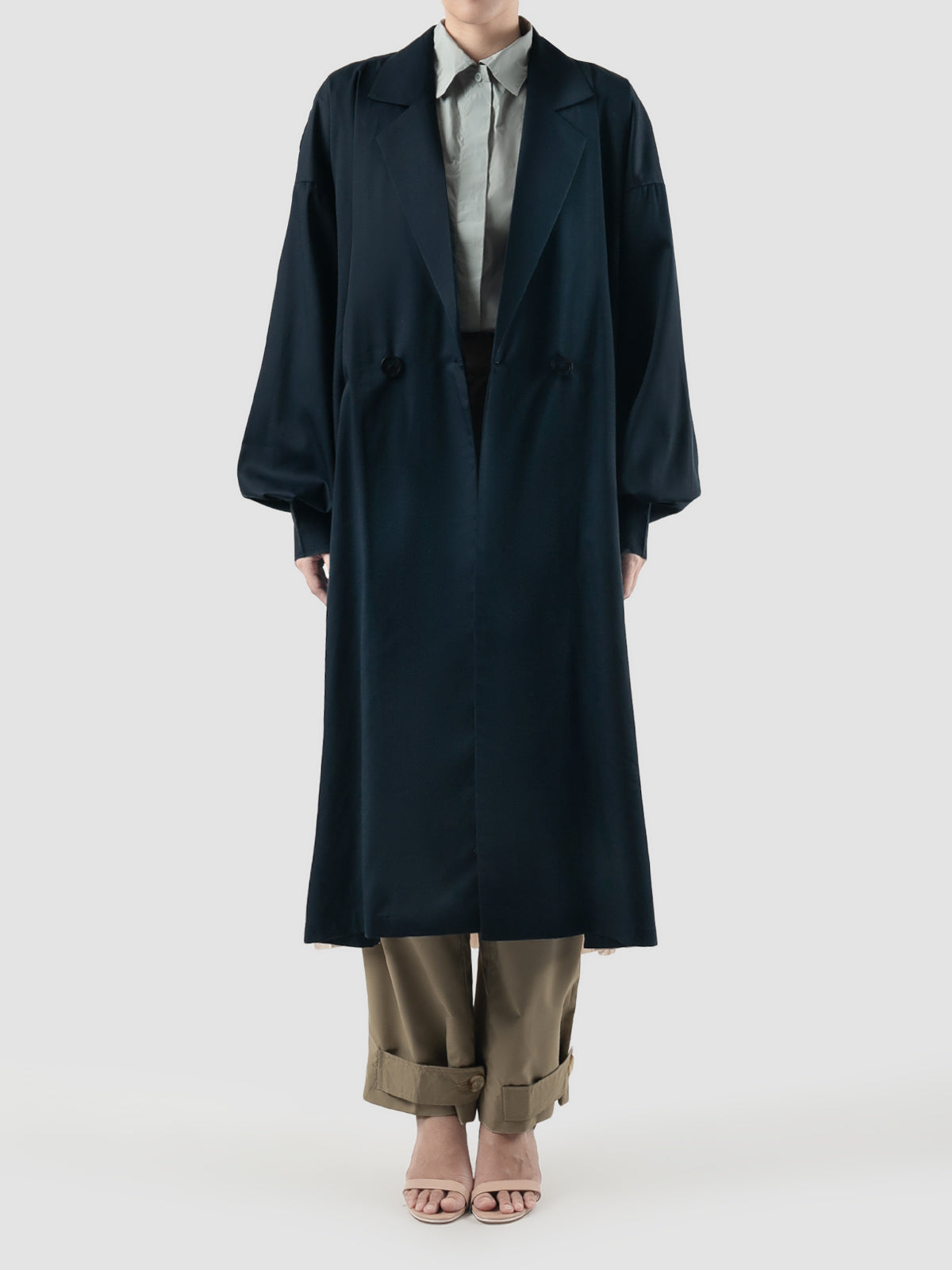 Charu Pleats Long Outer In Navy