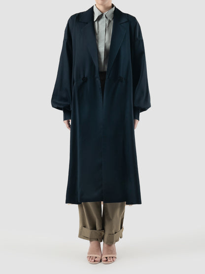 Charu Pleats Long Outer In Navy