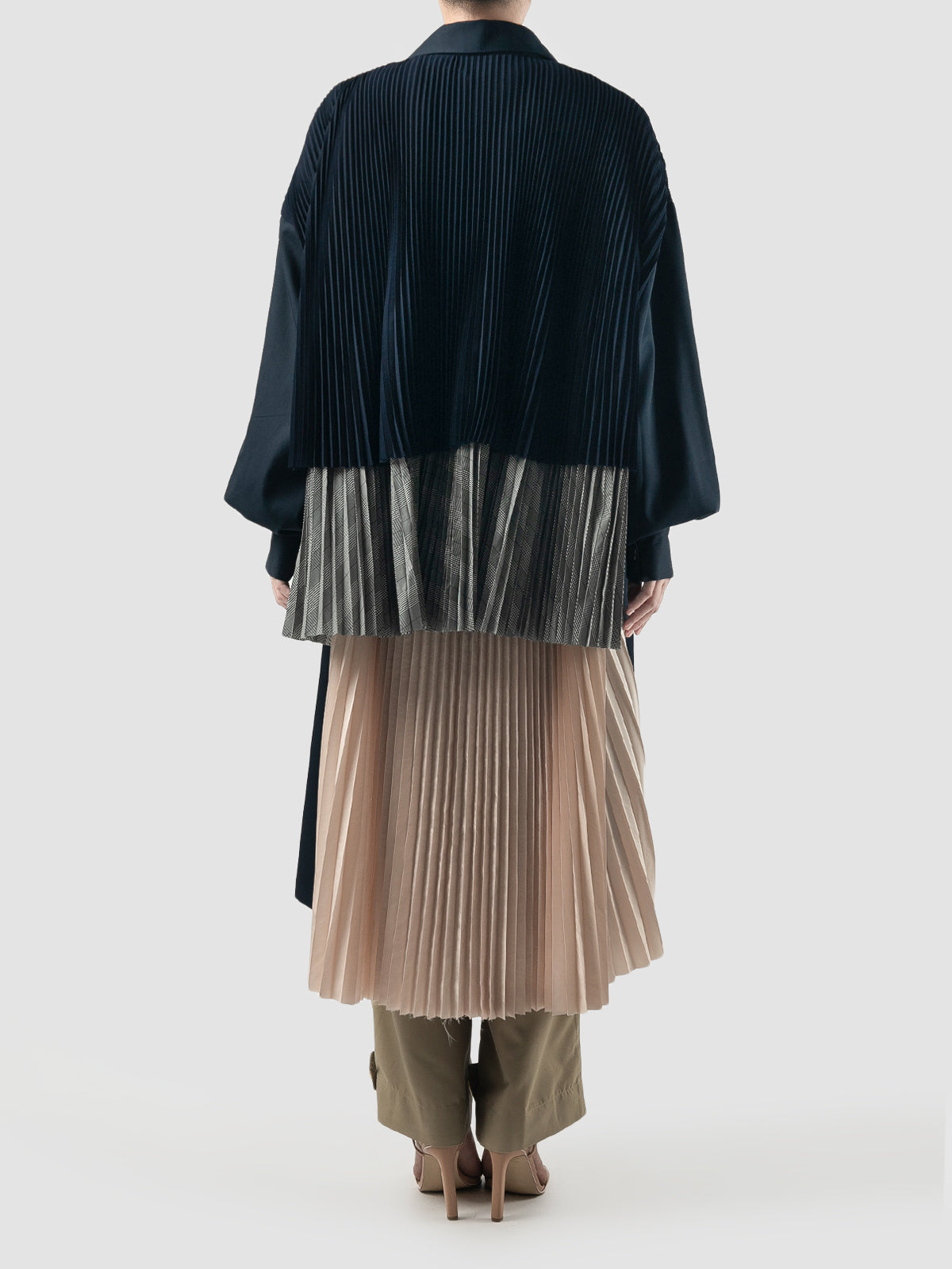 Charu Pleats Long Outer In Navy