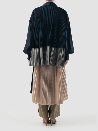 Charu Pleats Long Outer In Navy