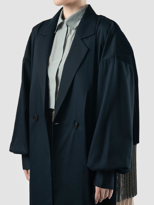 Charu Pleats Long Outer In Navy
