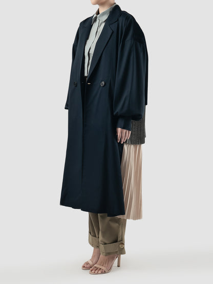 Charu Pleats Long Outer In Navy