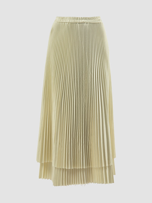 Baby yellow Daline pleated maxi skirt