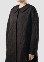 Dark burgundy Kavita quilted wool long coat